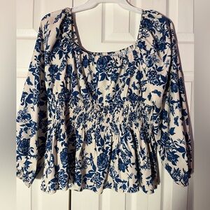 SHEIN Blue Floral Blouse